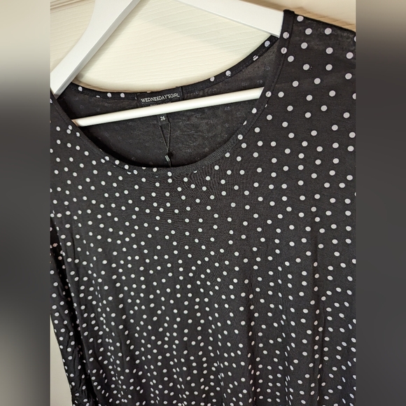 Wednesdays Girl black and white polka dot dress stretchy size 26  NWT - Picture 7 of 12
